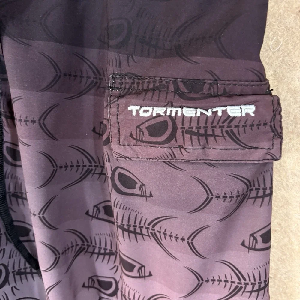 Tormenter‎ Board Shorts Mens Sz 32 Ombre Purple Fish Scales Pockets Stretch